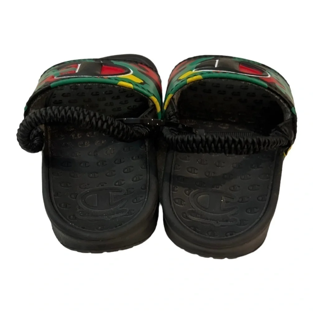 Champion Toddler Super Slide Sandals Black Red Green US 4
